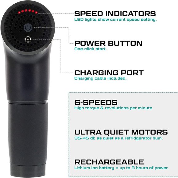 Aduro Elite Recovery Massage Gun Deep Tissue Handheld Massager - Black - Picture 6 of 6